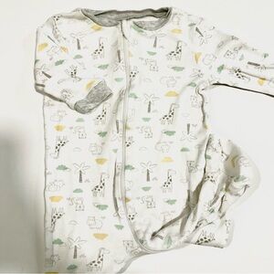 George White Footed One-Piece with Yellow & Green Safari Print